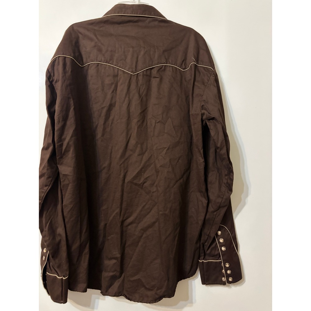 Larry Mahan Mens Large Western Pearl Snap Cowboy Piping Embroidered ArrowPockets
